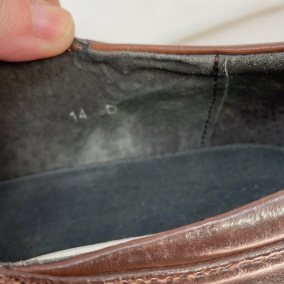 Joseph Abboud Men's Brown Leather Dress Shoes Wingtips Lace Up 14 D Wide - Picture 10 of 11